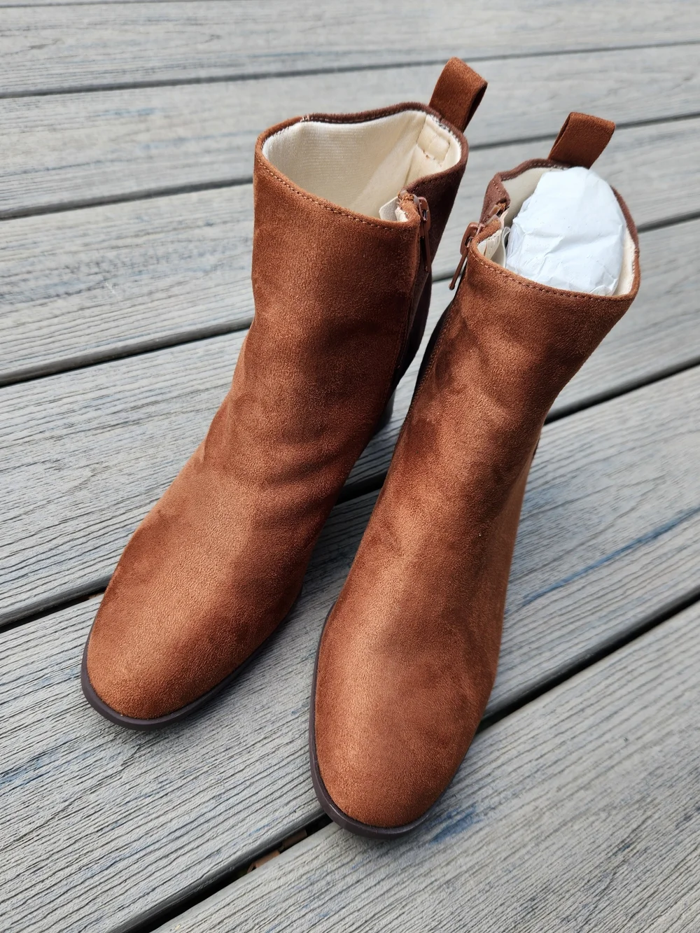 Life Stride Two-Tone Brown Suede Ankle Boots